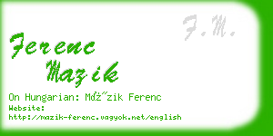 ferenc mazik business card